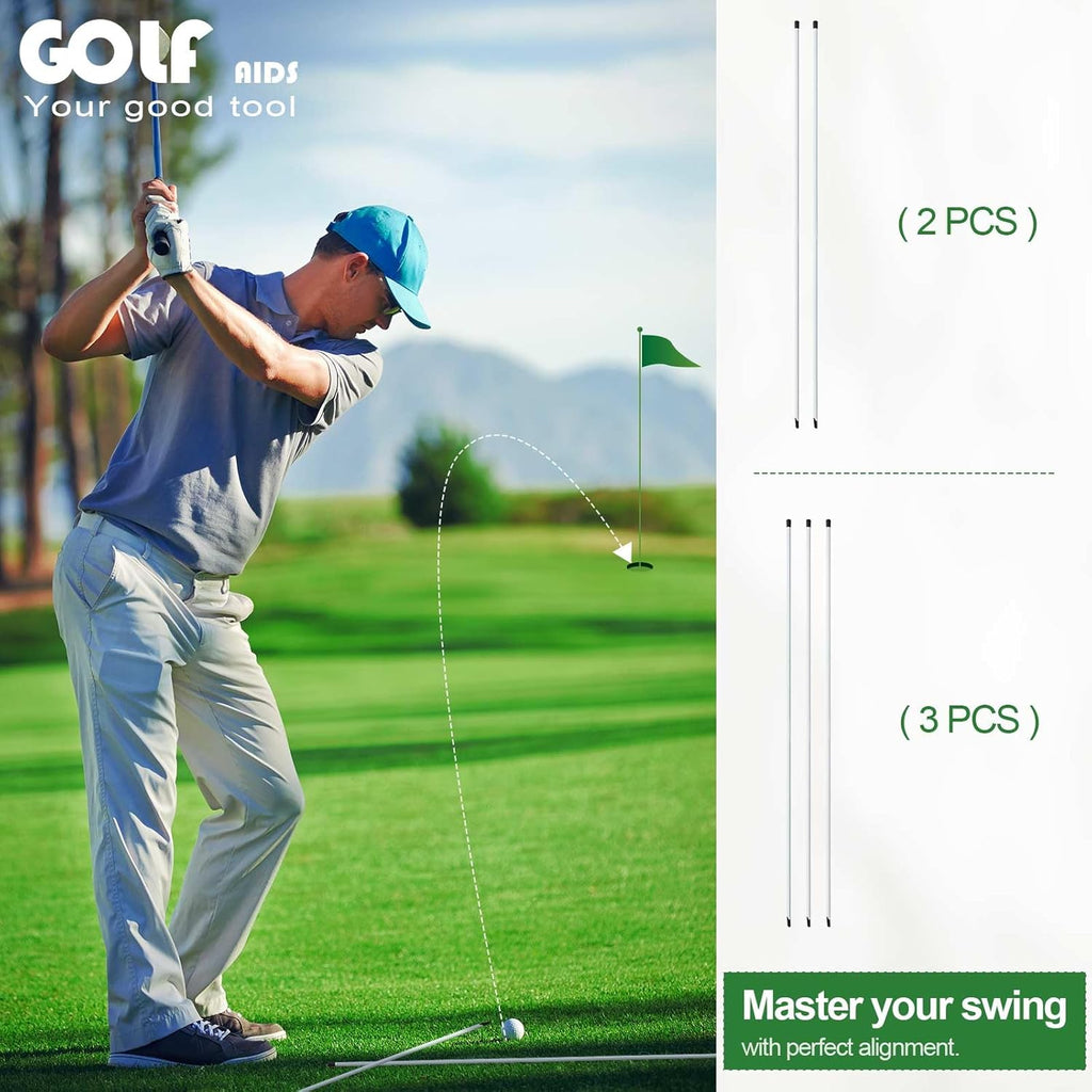 Golf Alignment Sticks, 3 Pack 58”Golf Sticks Alignment Rods, Full Golf Practice Swing Trainer to Align Your Golf Shot