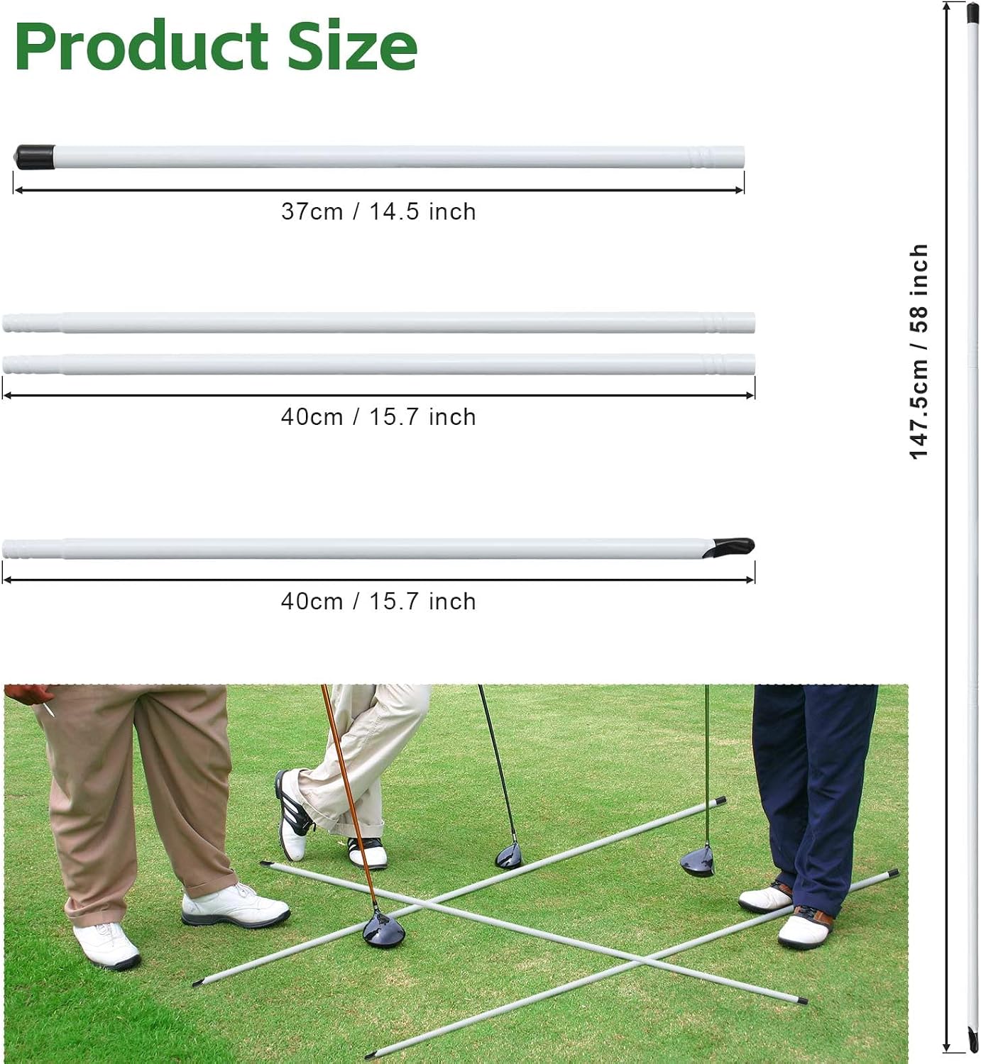 Golf Alignment Sticks, 3 Pack 58”Golf Sticks Alignment Rods, Full Golf Practice Swing Trainer to Align Your Golf Shot